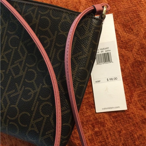 Calvin Kline Small crossbody purse. Brown/pink. - Picture 3 of 4